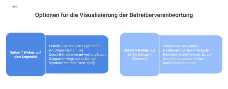 Legende: Status der Betreiberverantwortung Eine visuelle Legende, die sechs farbige Symbole und ihre Bedeutung für den Status der Betreiberverantwortung erklärt.